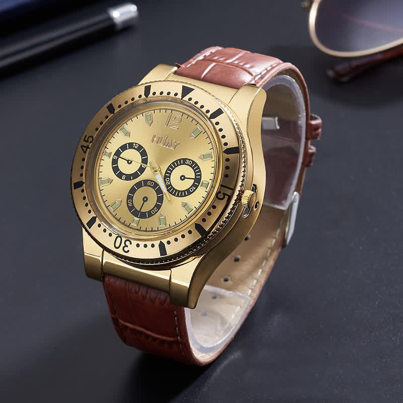 2 In 1 Functional Rechargeable Electric Watch Lighter - Gold - image 9