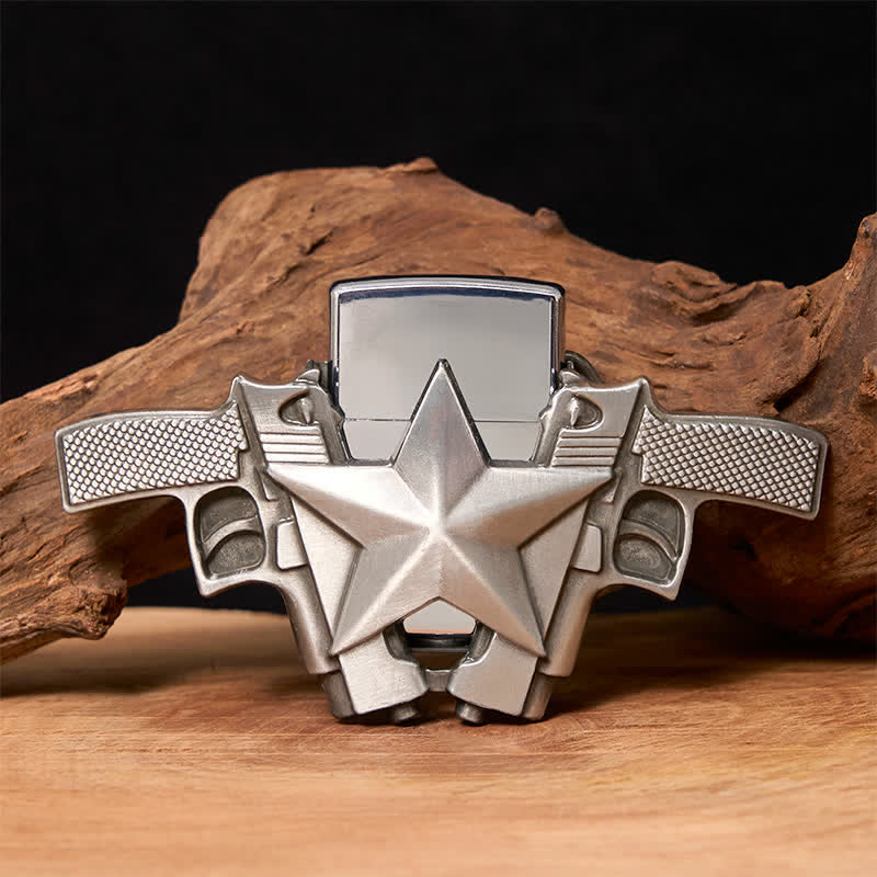 Men's DIY Dual Guns & Star Leather Belt with Hidden Lighter - Dual Guns - Without Belt - Not Included Belt - image 0