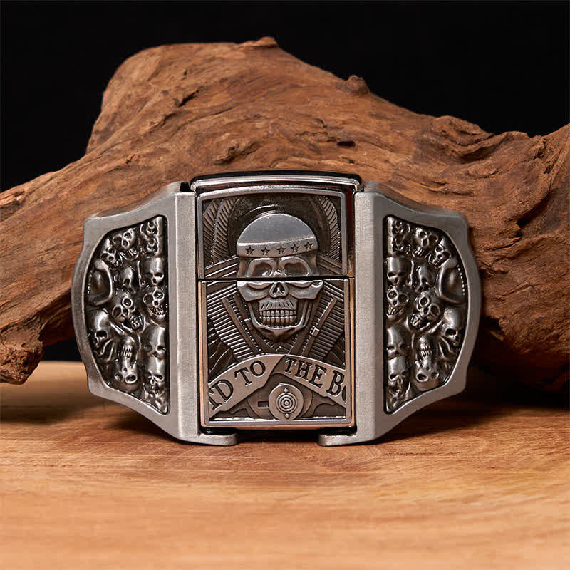 Men's DIY Skull Head Leather Belt with Hidden Lighter - Skull - Without Belt - Not Included Belt - image 0
