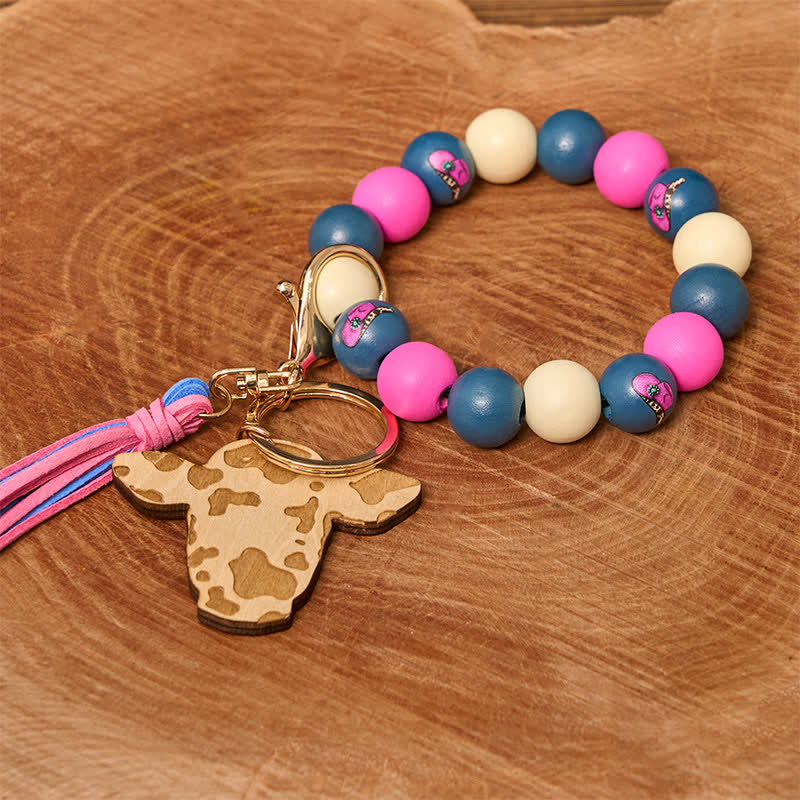 Cow Wooden Beads Wristlet Western Bracelet With Tassel