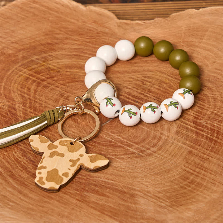 Cow Wooden Beads Wristlet Western Bracelet With Tassel - Cactus - image 7