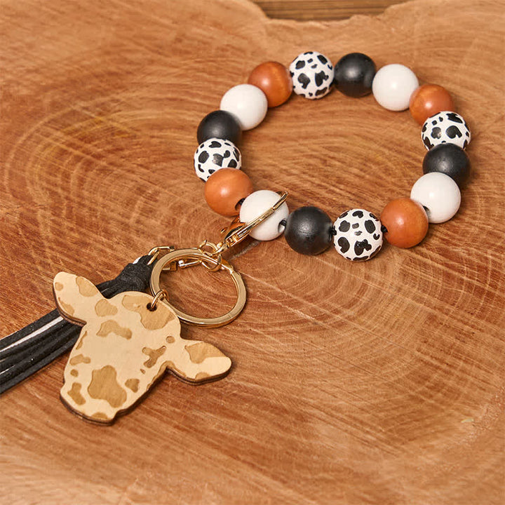 Cow Wooden Beads Wristlet Western Bracelet With Tassel