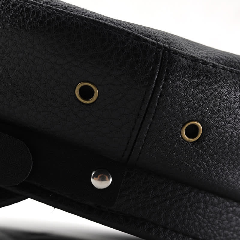 Women's Punk Rivet Navy Cap Black Leather Beret Hat