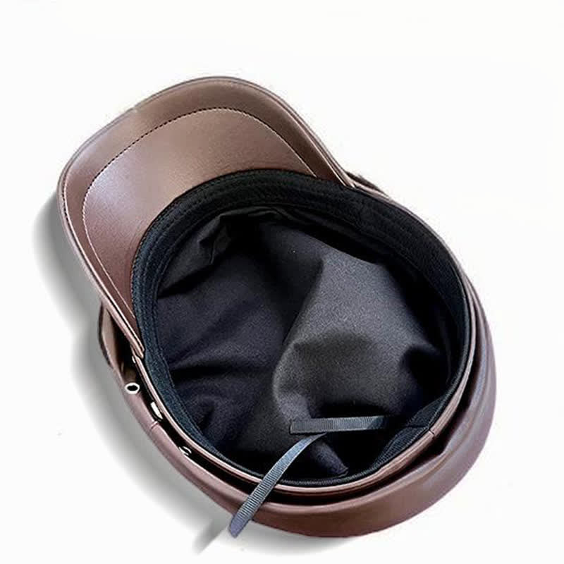 Unisex Dark Style Skull Studded Leather Beret Hat