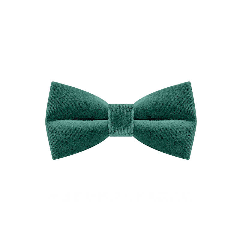 Men's Emerald Green Solid Color Velvet Bow Tie - image 1