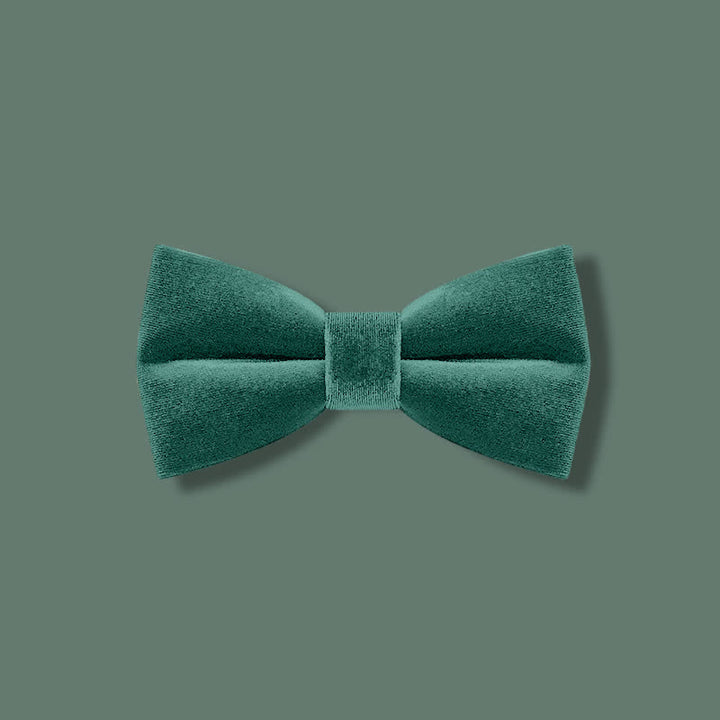 Men's Emerald Green Solid Color Velvet Bow Tie - image 1