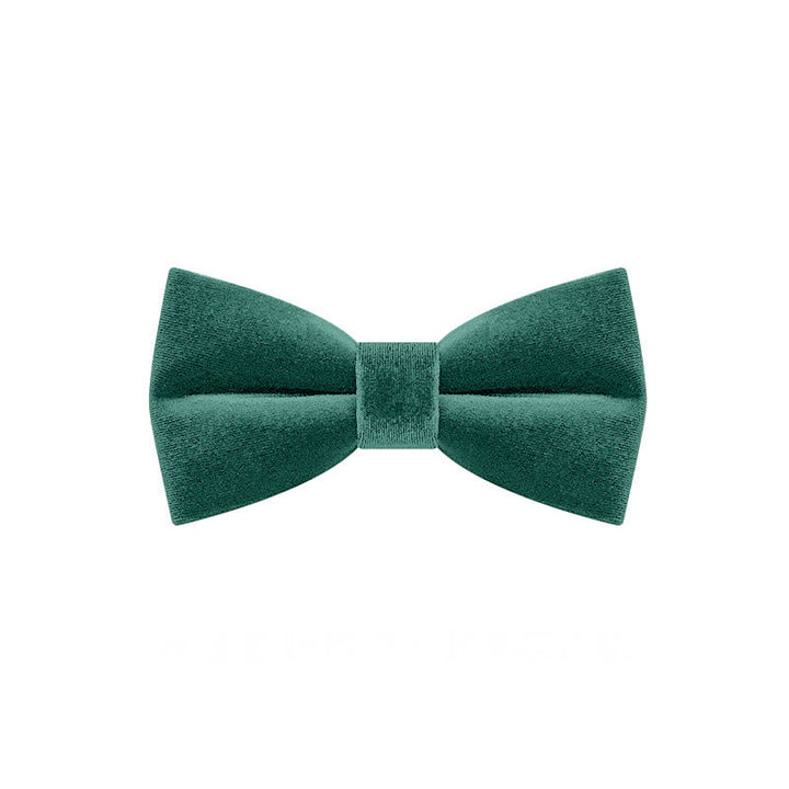 Men's Emerald Green Solid Color Velvet Bow Tie - image 6
