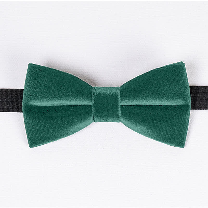 Men's Emerald Green Solid Color Velvet Bow Tie