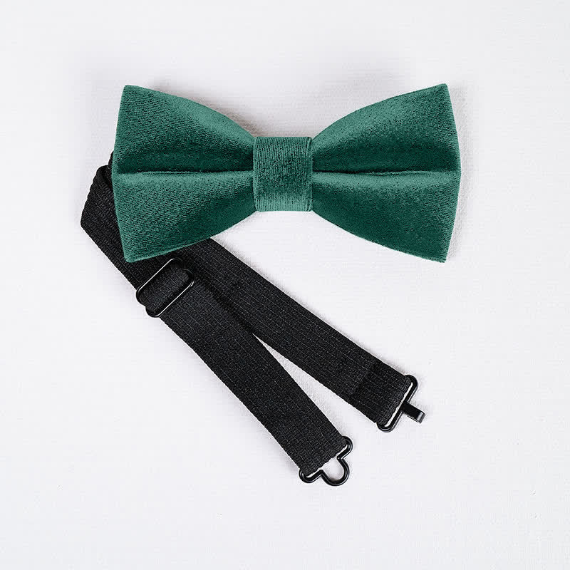 Men's Emerald Green Solid Color Velvet Bow Tie