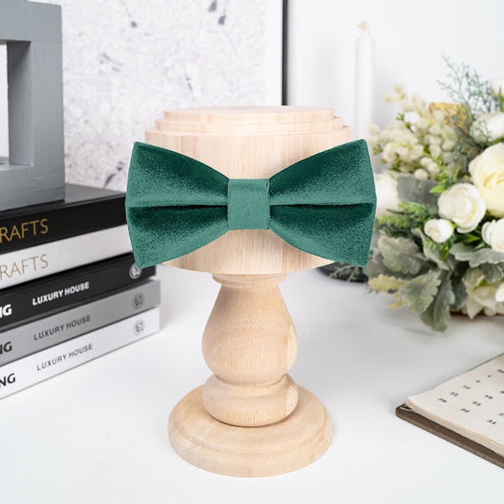 Men's Emerald Green Solid Color Velvet Bow Tie - image 2