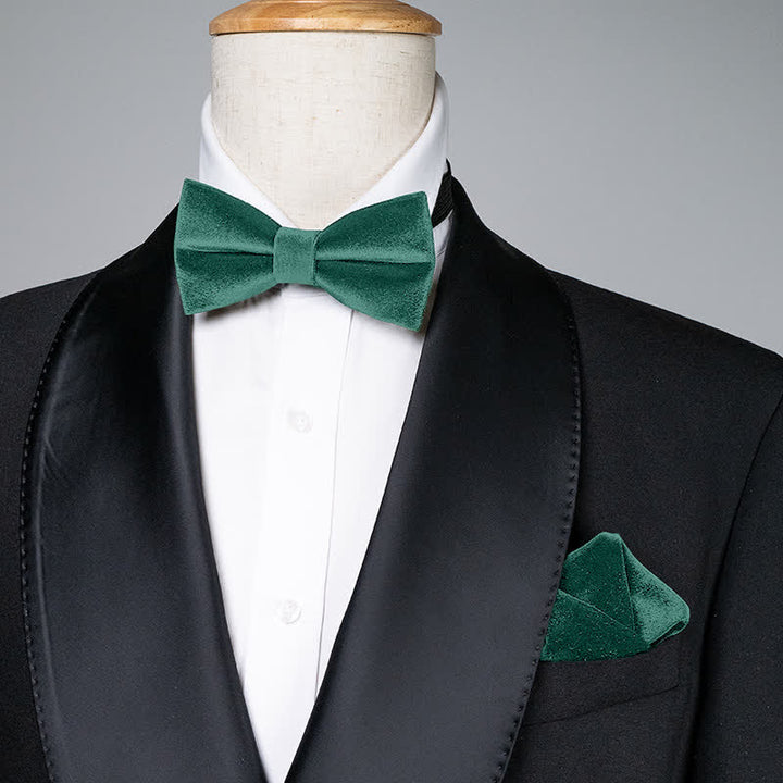 Men's Emerald Green Solid Color Velvet Bow Tie - Emerald Green - image 0