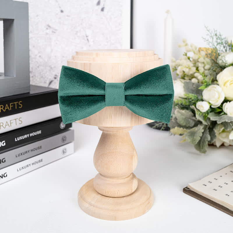 Men's Emerald Green Solid Color Velvet Bow Tie - image 2