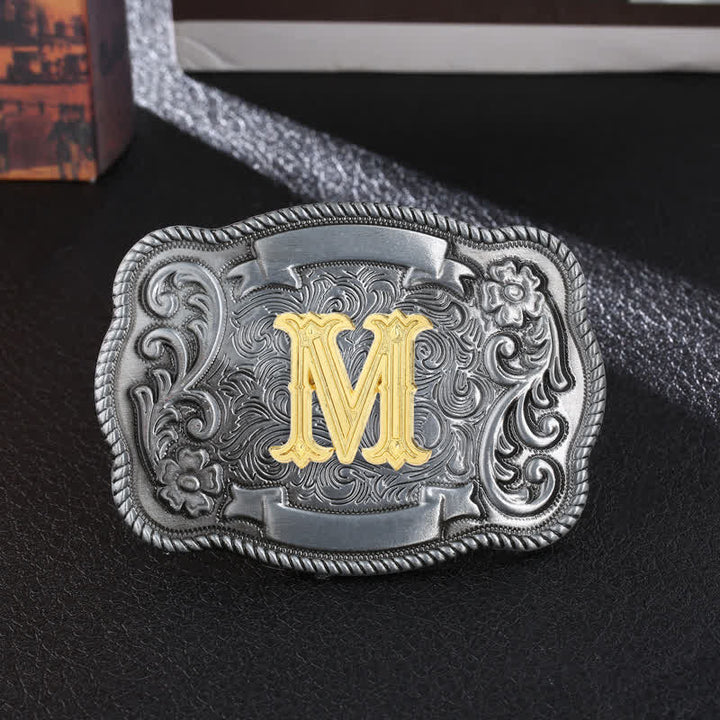Men's DIY Retro Initial Letter Square Buckle Leather Belt - M - Without Belt - image 14