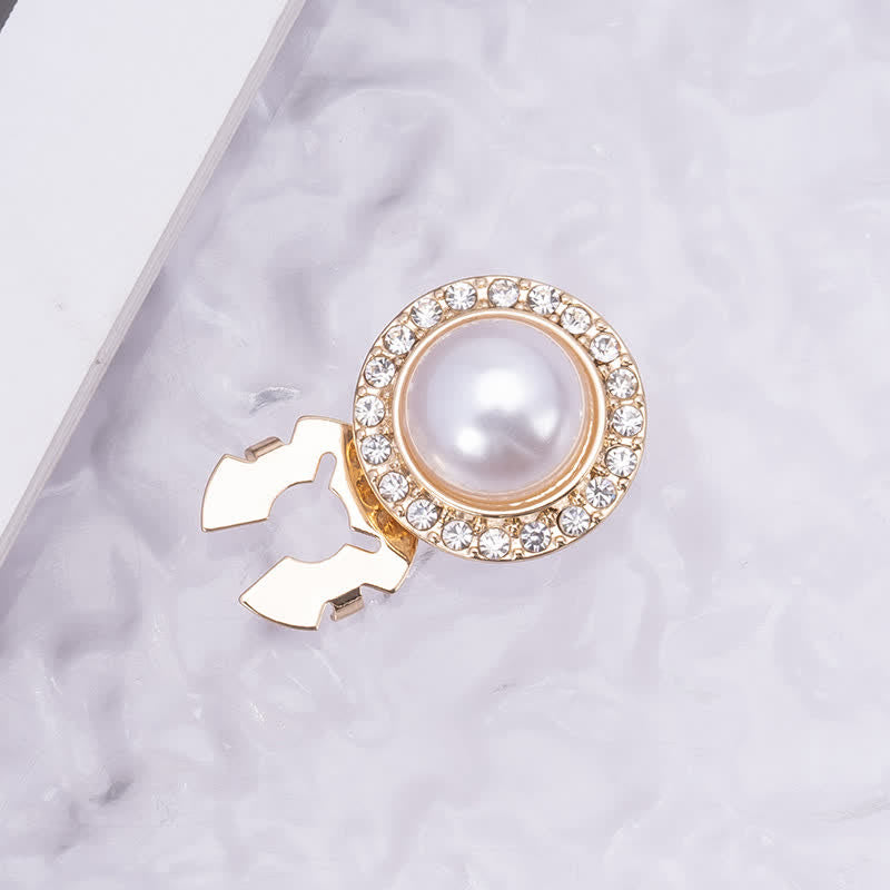 1 Pair Shiny Pearl Rhinestone Snap-On Button Covers - Pearl #3 - image 3
