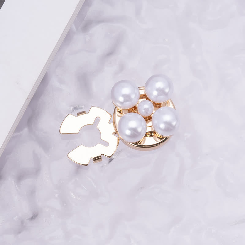 1 Pair Shiny Pearl Rhinestone Snap-On Button Covers - Pearl #2 - image 2