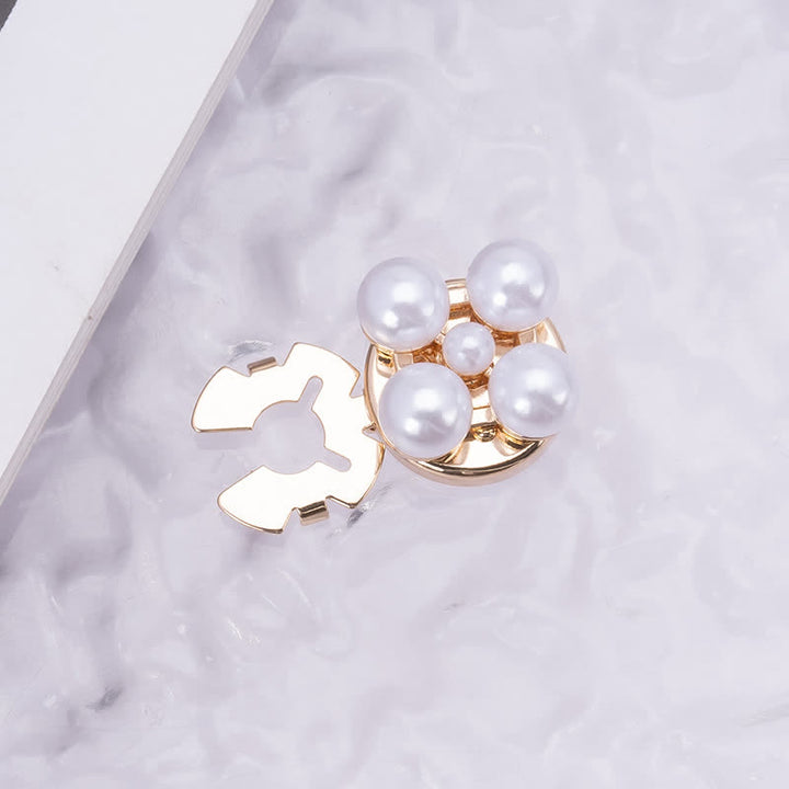 1 Pair Shiny Pearl Rhinestone Snap-On Button Covers - Pearl #2 - image 2