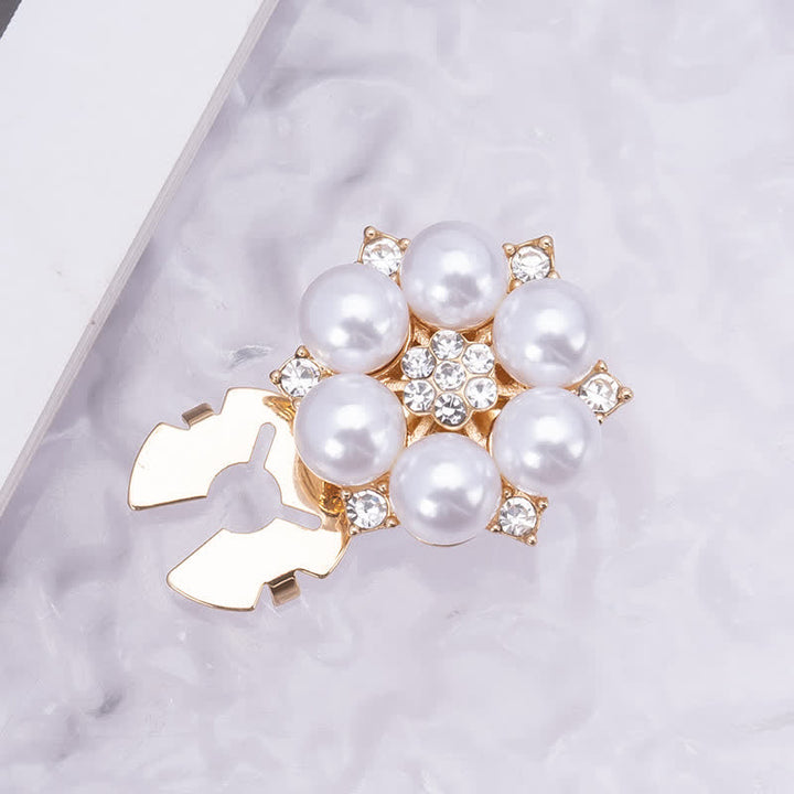 1 Pair Shiny Pearl Rhinestone Snap-On Button Covers - Pearl #1 - image 0