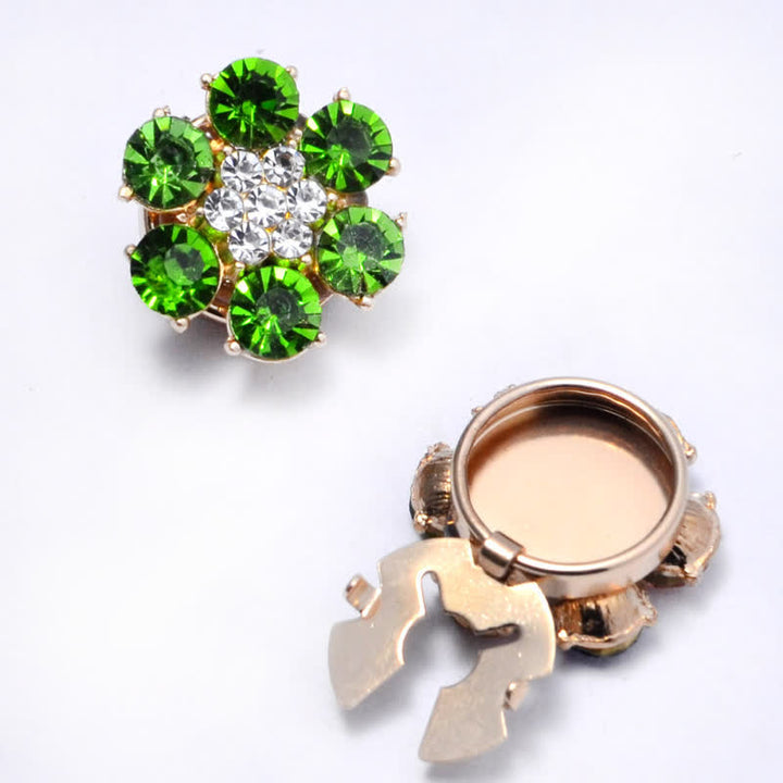 1 Pair Shiny Pearl Rhinestone Snap-On Button Covers - Green - image 10