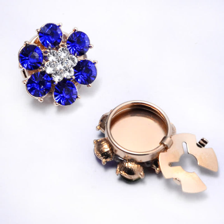 1 Pair Shiny Pearl Rhinestone Snap-On Button Covers - Blue - image 8