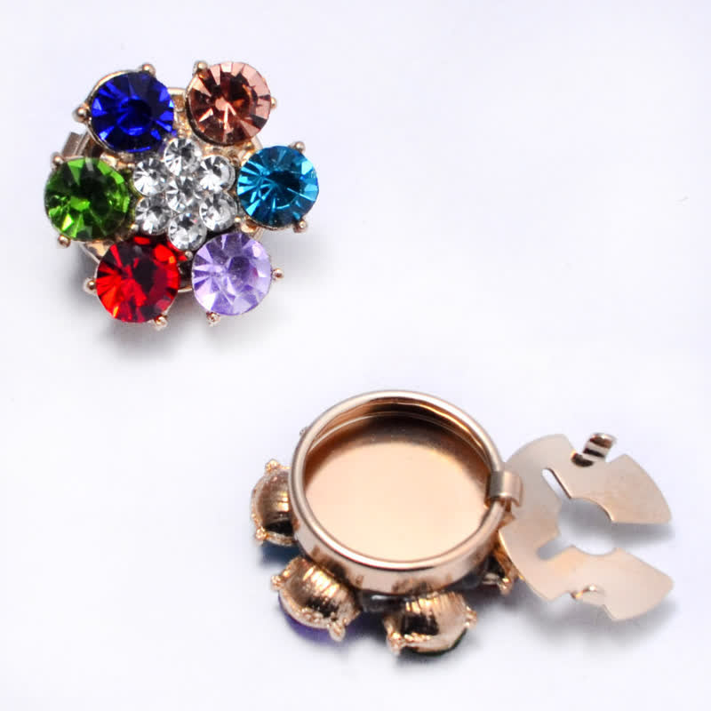 1 Pair Shiny Pearl Rhinestone Snap-On Button Covers - Colorful - image 6