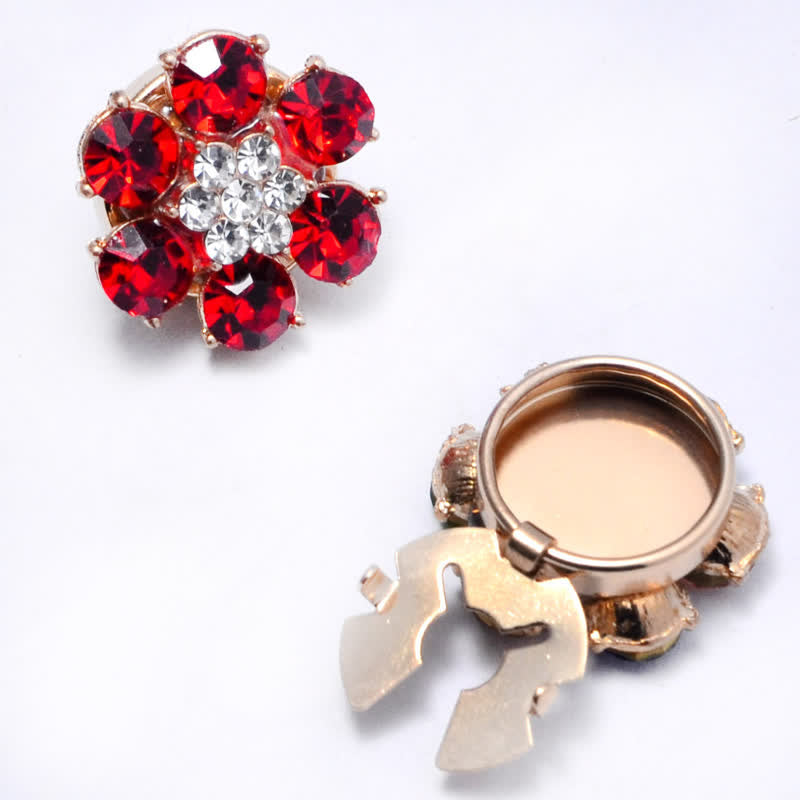 1 Pair Shiny Pearl Rhinestone Snap-On Button Covers - Red - image 11