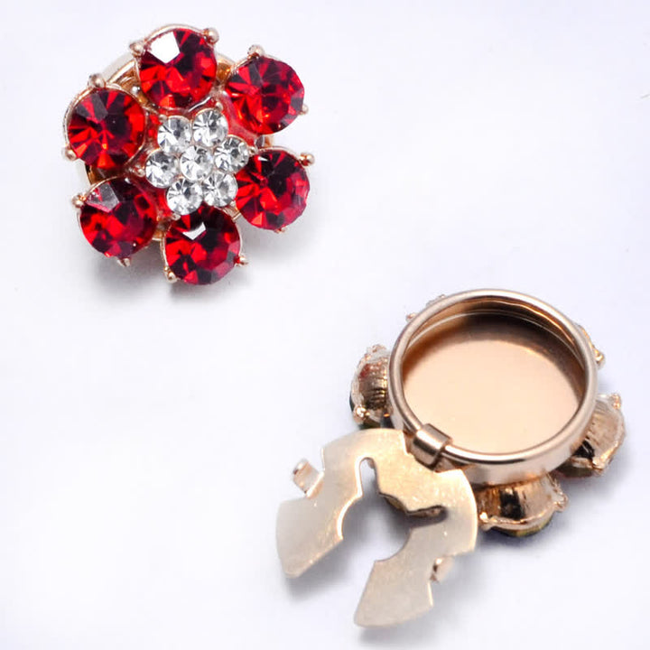 1 Pair Shiny Pearl Rhinestone Snap-On Button Covers - Red - image 11