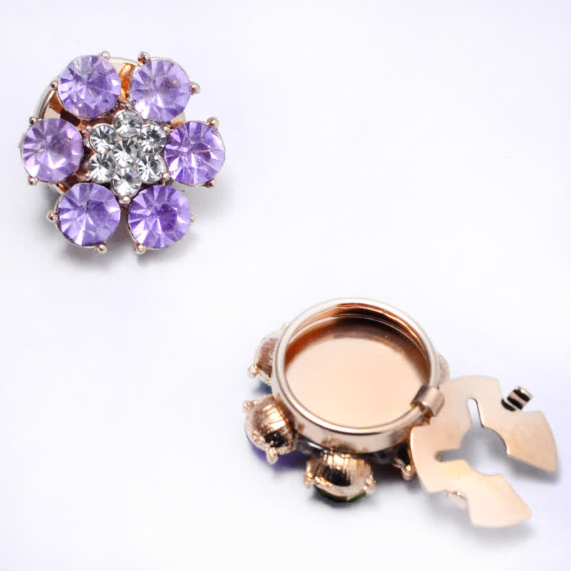 1 Pair Shiny Pearl Rhinestone Snap-On Button Covers - Purple - image 9