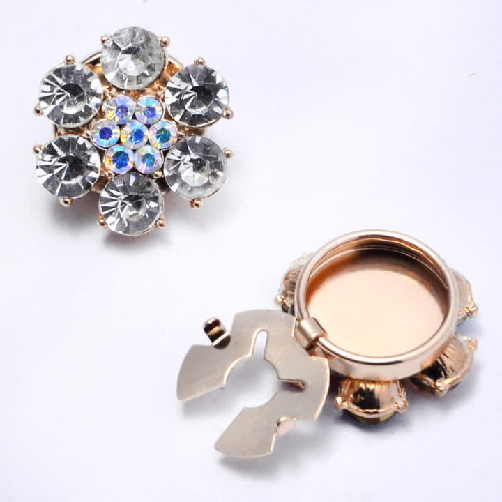 1 Pair Shiny Pearl Rhinestone Snap-On Button Covers - Silver - image 13
