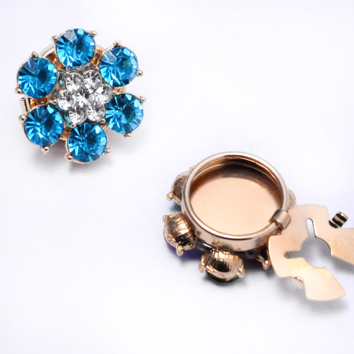 1 Pair Shiny Pearl Rhinestone Snap-On Button Covers - Sky Blue - image 12