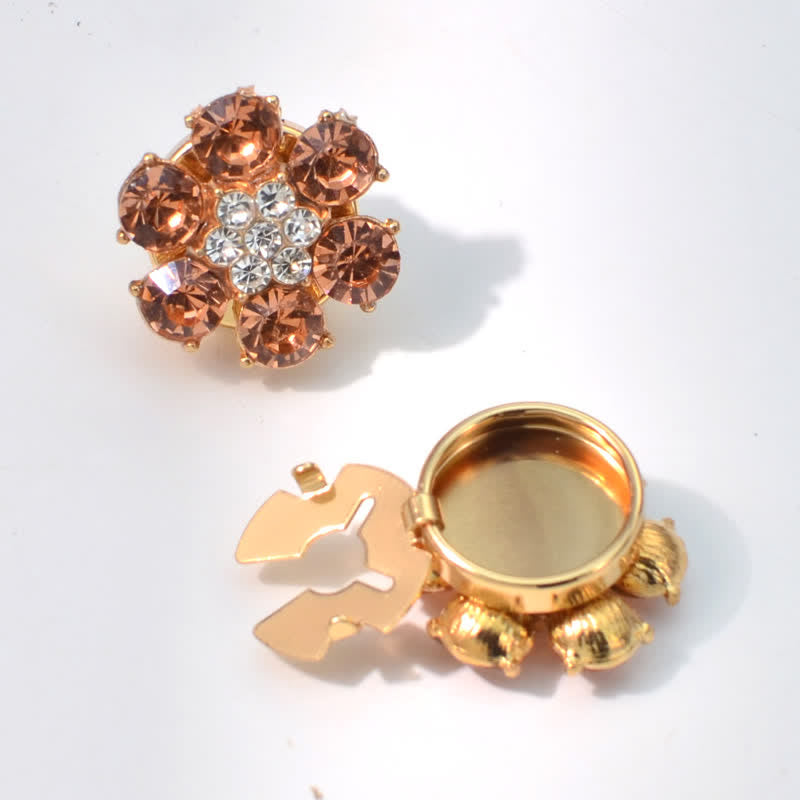 1 Pair Shiny Pearl Rhinestone Snap-On Button Covers - Champagne - image 7