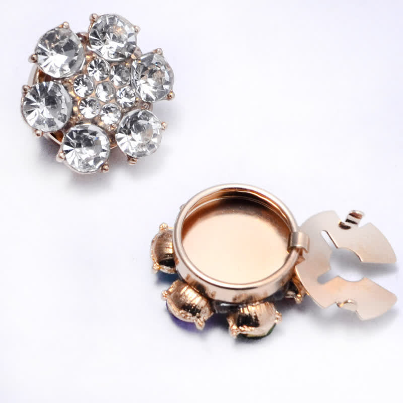 1 Pair Shiny Pearl Rhinestone Snap-On Button Covers - White - image 4