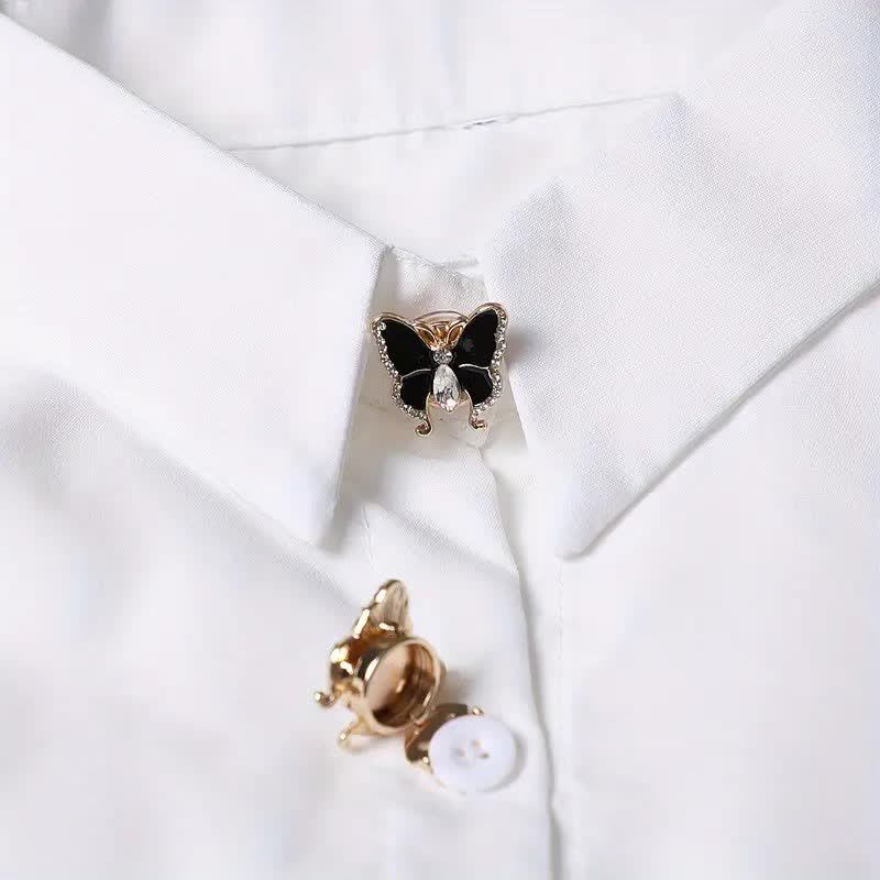 1 Pair Butterfly Style Snap-On Shirt Button Covers - image 0