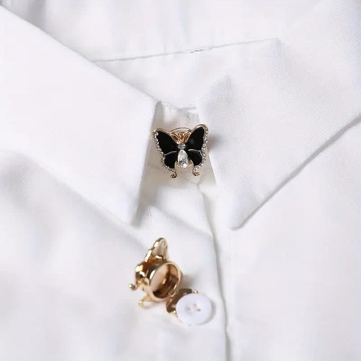 1 Pair Butterfly Style Snap-On Shirt Button Covers - image 0
