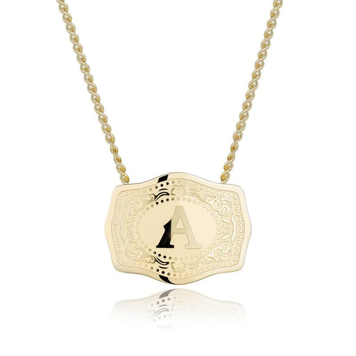 Gold Mini Embossed Initial Letter Necklace
