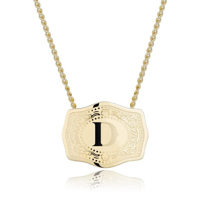 Gold Mini Embossed Initial Letter Necklace