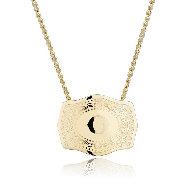 Gold Mini Embossed Initial Letter Necklace - O - image 16