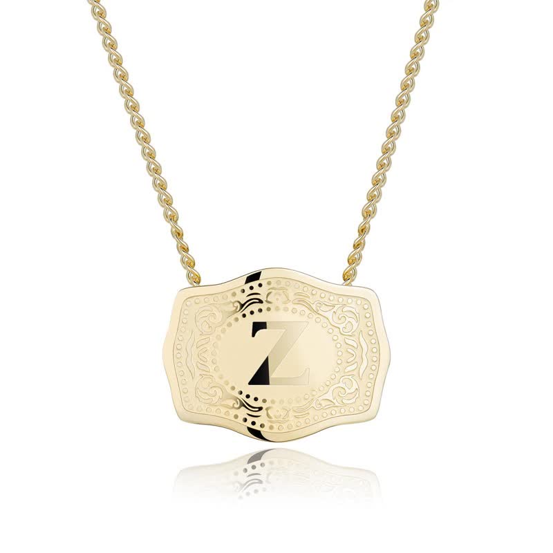 Gold Mini Embossed Initial Letter Necklace