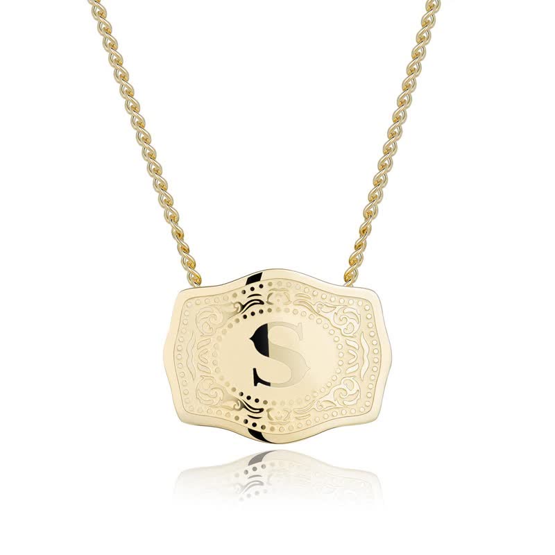 Gold Mini Embossed Initial Letter Necklace - S - image 20