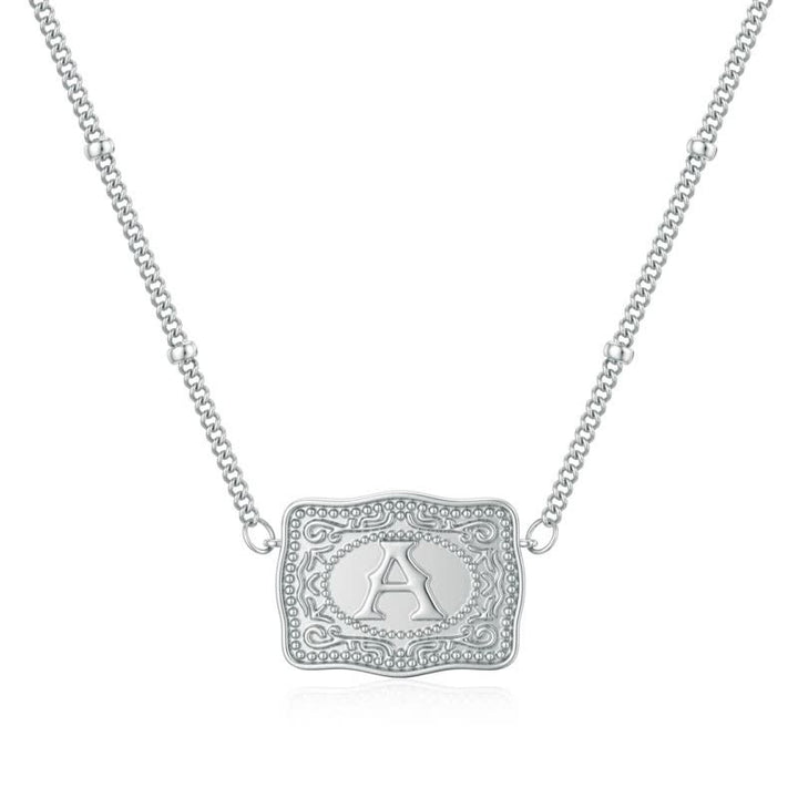Silver Mini Embossed Initial Letter Necklace