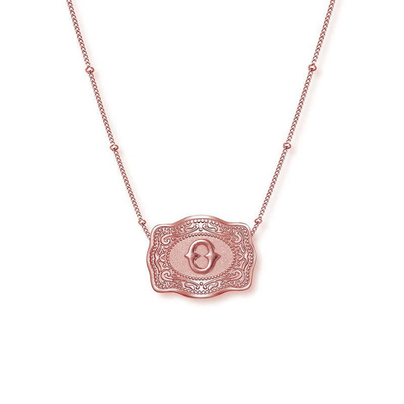 Rose Gold Mini Embossed Initial Letter Necklace