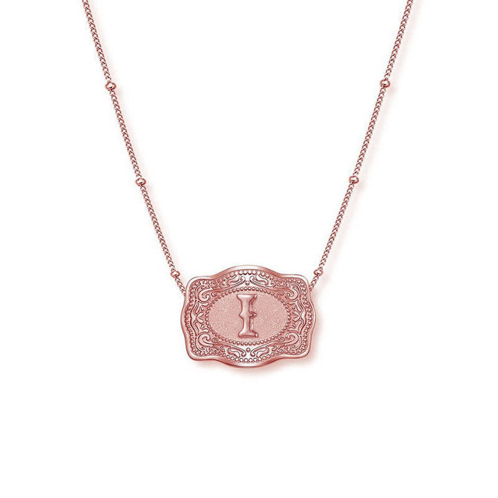 Rose Gold Mini Embossed Initial Letter Necklace