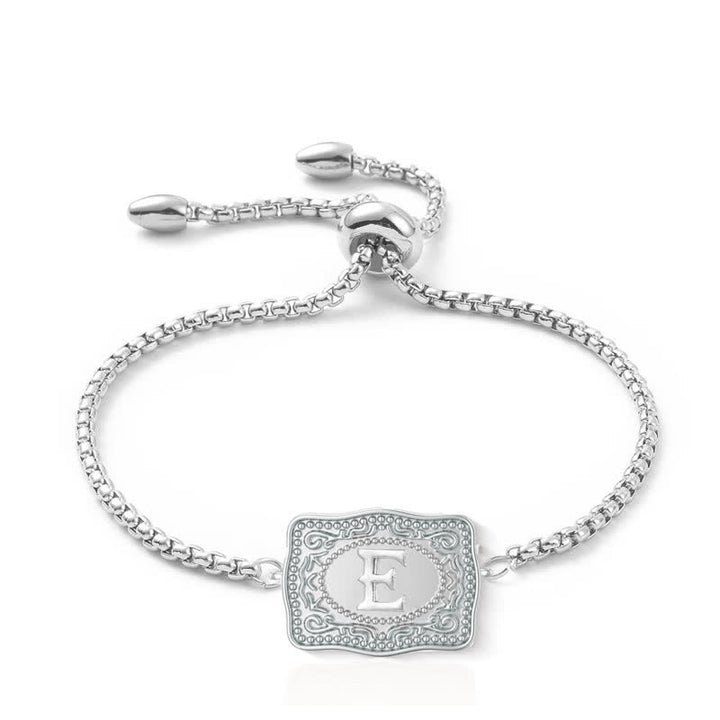 Silver Mini Embossed Initial Letter Bracelet
