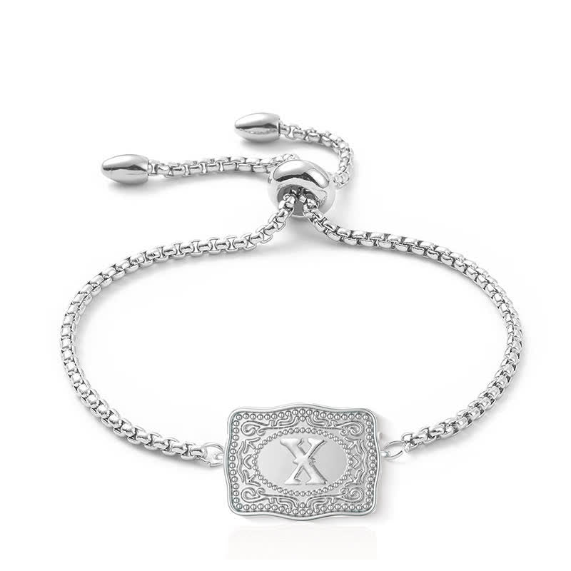 Silver Mini Embossed Initial Letter Bracelet - X - image 23