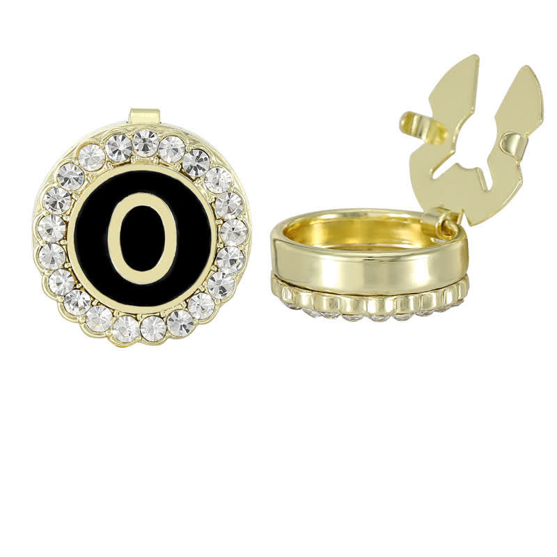 1 Pair Black & Gold Initials Snap-On Shirt Button Covers