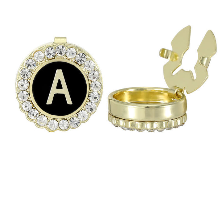 1 Pair Black & Gold Initials Snap-On Shirt Button Covers - A - image 4