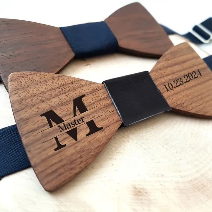 Custom Name Men's Engraved Wedding Wooden Bow Tie - image 5