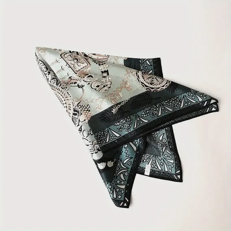 Men's Greenery Vintage Style Thin Long Silk Scarf - image 2