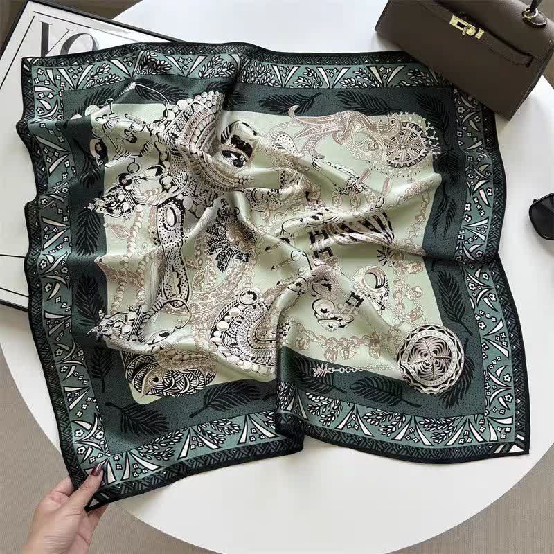 Men's Greenery Vintage Style Thin Long Silk Scarf