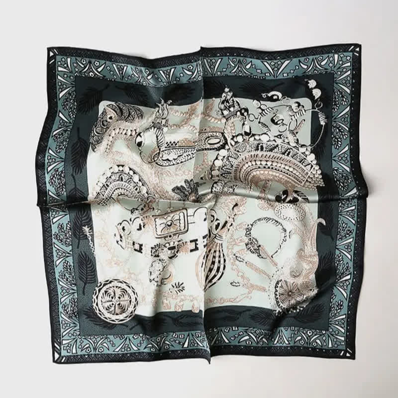 Men's Greenery Vintage Style Thin Long Silk Scarf