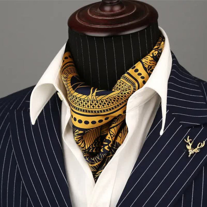 Men's Tropical Rainforest Print Mulberry Silk Square Cravat